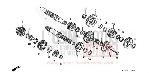 BOITE DE VITESSES CR250RK de 1989